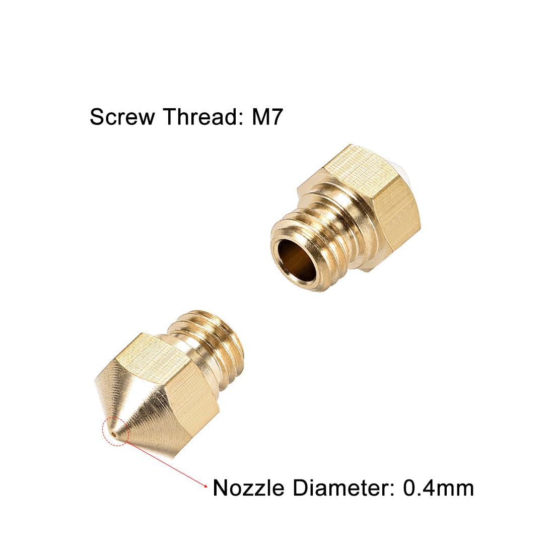 uxcell Uxcell 0.4mm 3D Printer Nozzle, Fit for MK10, for 1.75mm Filament Brass 2pcs
