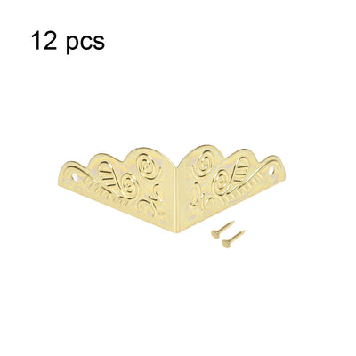 Harfington Uxcell Metal Box Corner Protectors Wooden Box Edge Guard Protector 27 x 27 x 13mm Gold Tone 12pcs