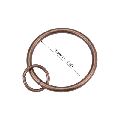 Harfington Uxcell Curtain Ring Metal 37mm Inner Dia Drapery Ring for Curtain Rods Copper 28 Pcs