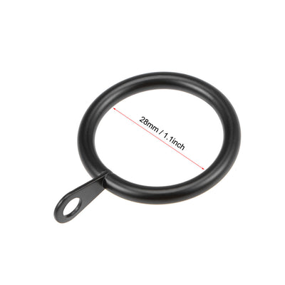 Harfington Uxcell Curtain Rings Metal 28mm Inner Dia Drapery Ring for Curtain Rods Black 14 Pcs