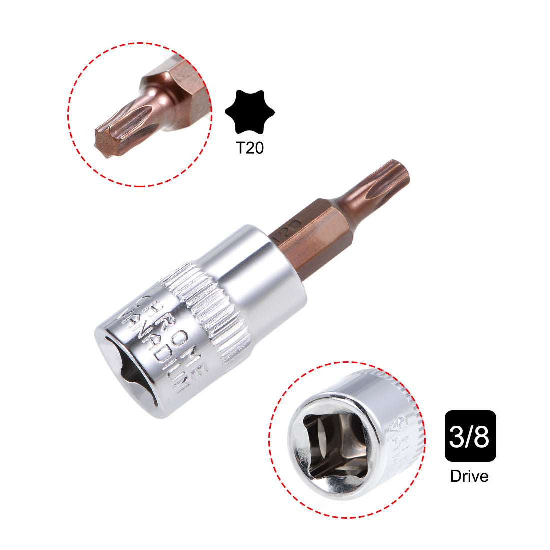 uxcell Uxcell Drive x Torx Bit Socket, S2 Steel Bits, CR-V Steel Sockets (for Hand Use Only)