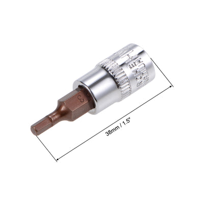 Harfington Uxcell 3 Pcs 1/4" Drive x 4mm Hex Bit Socket, Standard Metric, S2 & Cr-V Steel