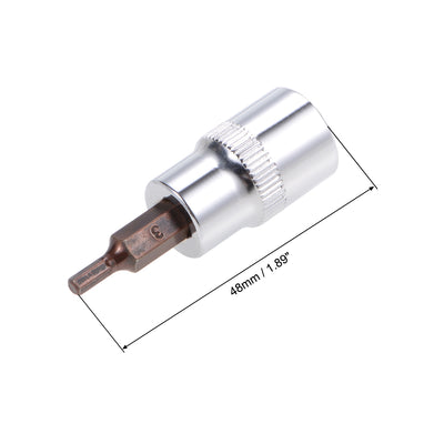 Harfington Uxcell 3/8" Drive x 3mm Hex Bit Socket, Standard Metric, S2 & Cr-V Steel