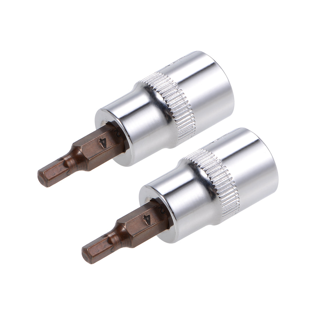 uxcell Uxcell 2 Pcs 3/8" Drive x 4mm Hex Bit Socket, Standard Metric, S2 & Cr-V Steel