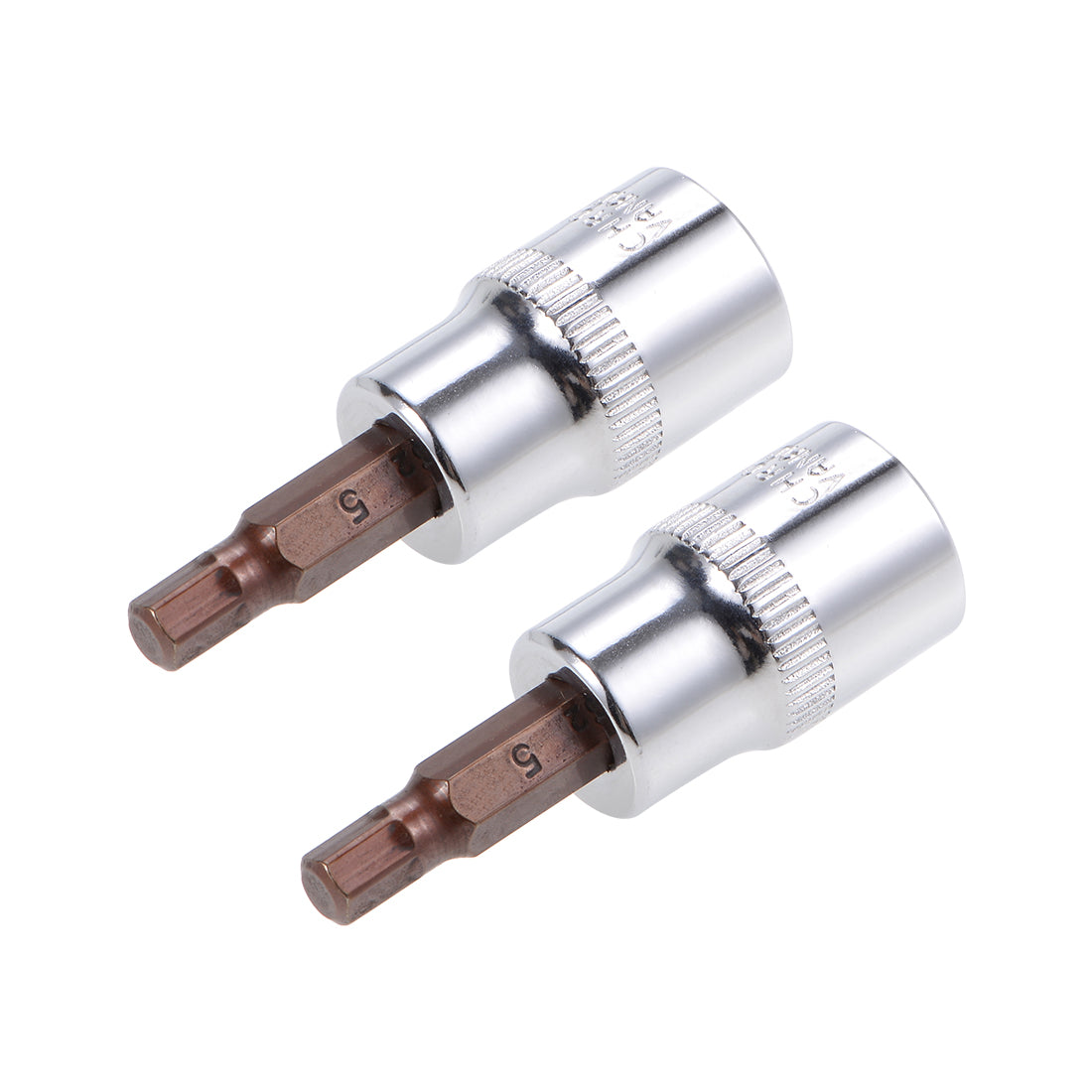 uxcell Uxcell 2 Pcs 3/8" Drive x 5mm Hex Bit Socket, Standard Metric, S2 & Cr-V Steel