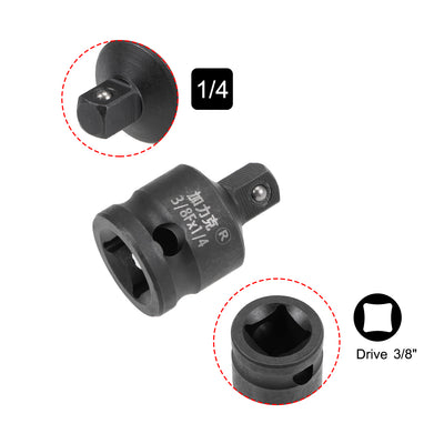 Harfington Uxcell 3/8 Inch Drive (F) x 1/4 Inch (M) Impact Socket Reducer for Ratchet Wrenches, Female to Male, Cr-Mo