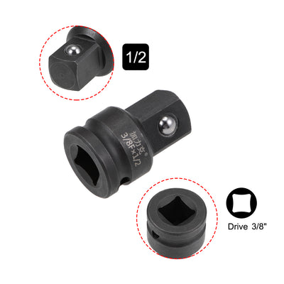 Harfington Uxcell Schlagbuchsenadapter und Reduzierstück 3/8-Zoll-Buchse auf 1/2-Zoll-Stecker Cr-Mo-Stahl