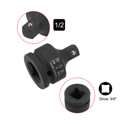 Harfington Uxcell Schlagbuchsenadapter und Reduzierstück 3/4-Zoll F bis 1/2-Zoll M Cr-Mo Stahl