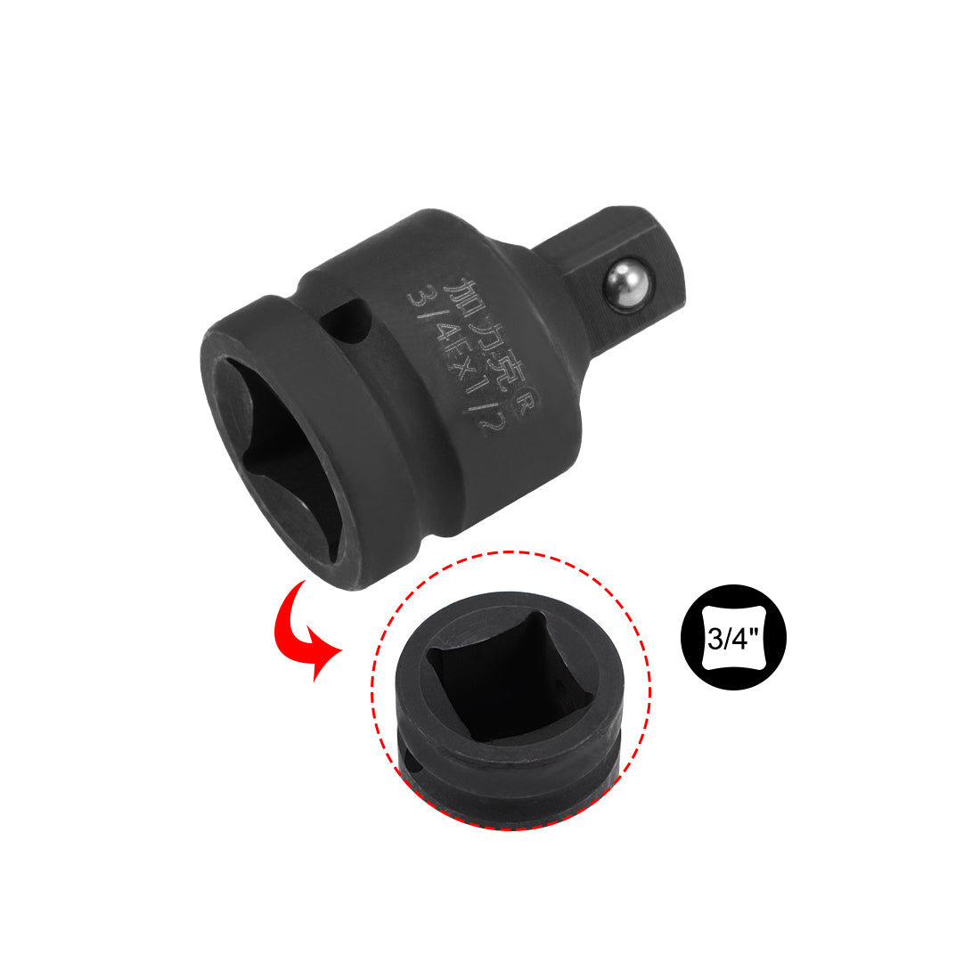 uxcell Uxcell Schlagbuchsenadapter und Reduzierstück 1/2 Zoll Vierkantantrieb von 3/4 Zol Cr Mo Stahl