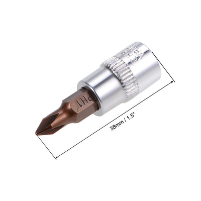 Harfington Uxcell 2 Pcs 1/4" Drive x PH1 Phillips Bit Socket, Standard Metric, S2 and Cr-V Steel