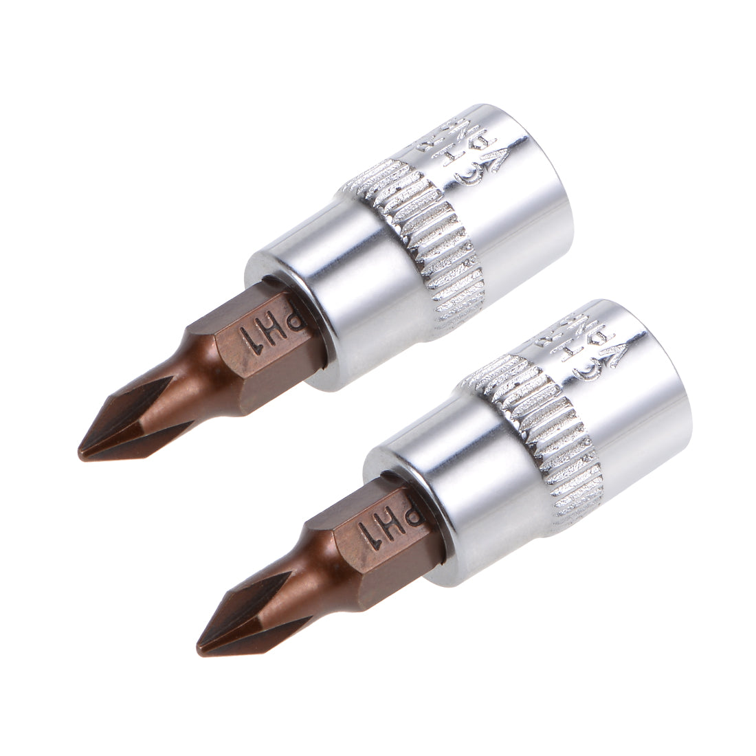 uxcell Uxcell 2 Pcs 1/4" Drive x PH1 Phillips Bit Socket, Standard Metric, S2 and Cr-V Steel