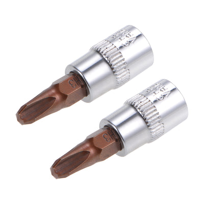 Harfington Uxcell 2 Pcs 1/4" Drive x PH3 Phillips Bit Socket, Standard Metric, S2 and Cr-V Steel