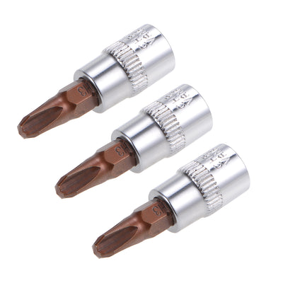 Harfington Uxcell 3 Pcs 1/4" Drive x PH3 Phillips Bit Socket, Standard Metric, S2 and Cr-V Steel