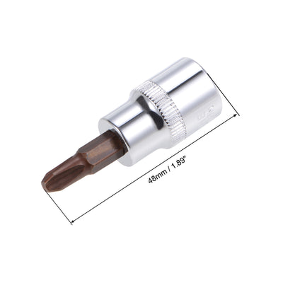 Harfington Uxcell 2 Pcs 3/8" Drive x #3 Phillips Bit Socket, Standard Metric, S2 and Cr-V Steel