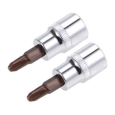 Harfington Uxcell 2 Pcs 3/8" Drive x #3 Phillips Bit Socket, Standard Metric, S2 and Cr-V Steel