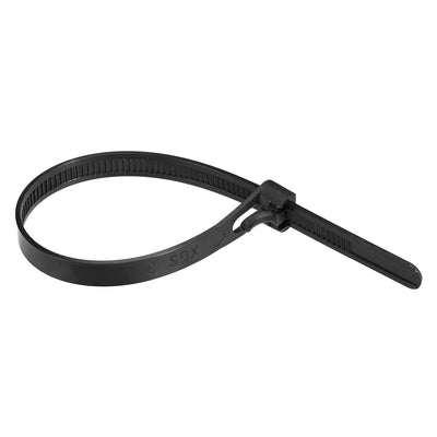 Harfington Uxcell Reusable Cable Ties 250mmx7.4mm Adjustable Nylon Zip Ties Wraps Black 40pcs