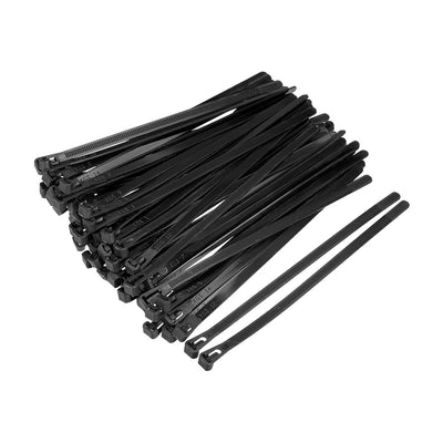 Harfington Uxcell Reusable Cable Ties 250mmx7.4mm Adjustable Nylon Zip Ties Wraps Black 40pcs