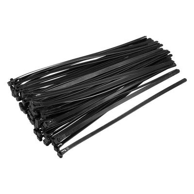 Harfington Uxcell Reusable Cable Ties 300mmx7.4mm Adjustable Nylon Zip Ties Wraps Black 40pcs