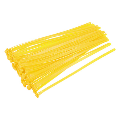 Harfington Uxcell Reusable Cable Ties 300mmx7.4mm Adjustable Nylon Zip Ties Wraps Yellow 40pcs