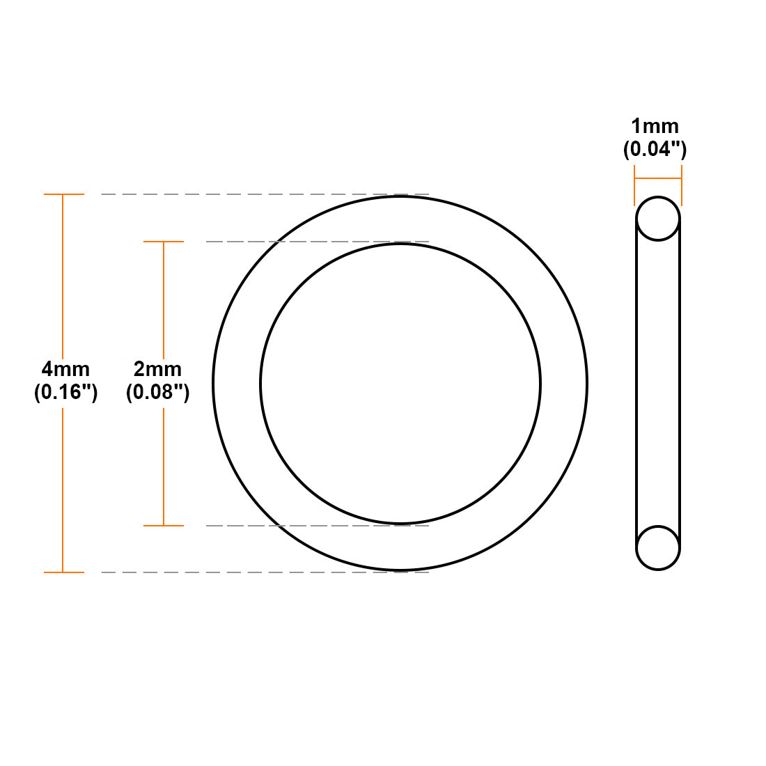 uxcell Uxcell Fluorine Rubber O-Rings 4mm OD 2mm ID 1mm Width, Metric FKM Sealing Gasket, Pack of 50