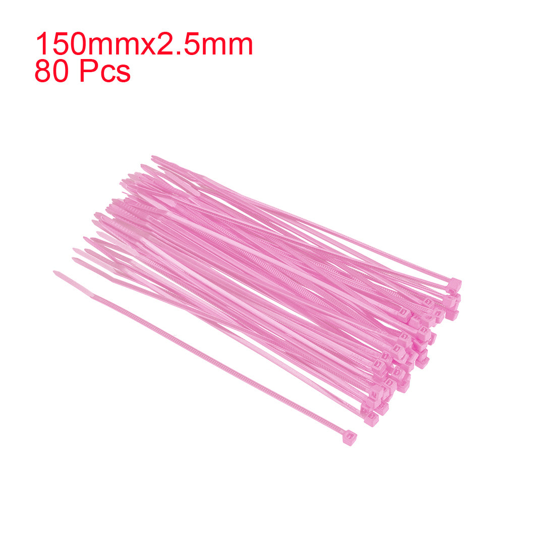 uxcell Uxcell Cable Zip Ties 150mmx2.5mm Self-Locking Nylon Tie Wraps Pink 80pcs