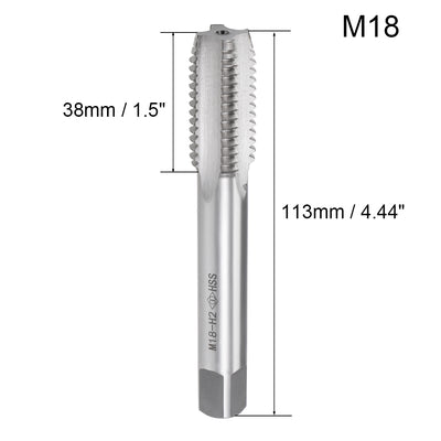 Harfington Uxcell Metric Machine Tap M18 x 2.5 4 Straight Flutes High Speed Steel Screw Thread Tap