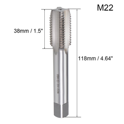 Harfington Uxcell Metric Machine Tap M22 x 2.5 4 Straight Flutes High Speed Steel Screw Thread Tap