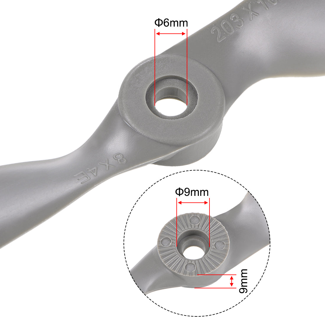 uxcell Uxcell 2 Stück RC Propeller CW 2 Flügel für Flugzeug Spielzeug Nylon Grau mit Adapterring  8x4 Zoll