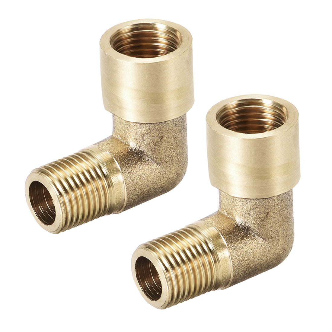 uxcell Uxcell Brass Pipe Fitting 90 Degree Elbow 1/8 PT Male x 1/8 PT Female 2pcs