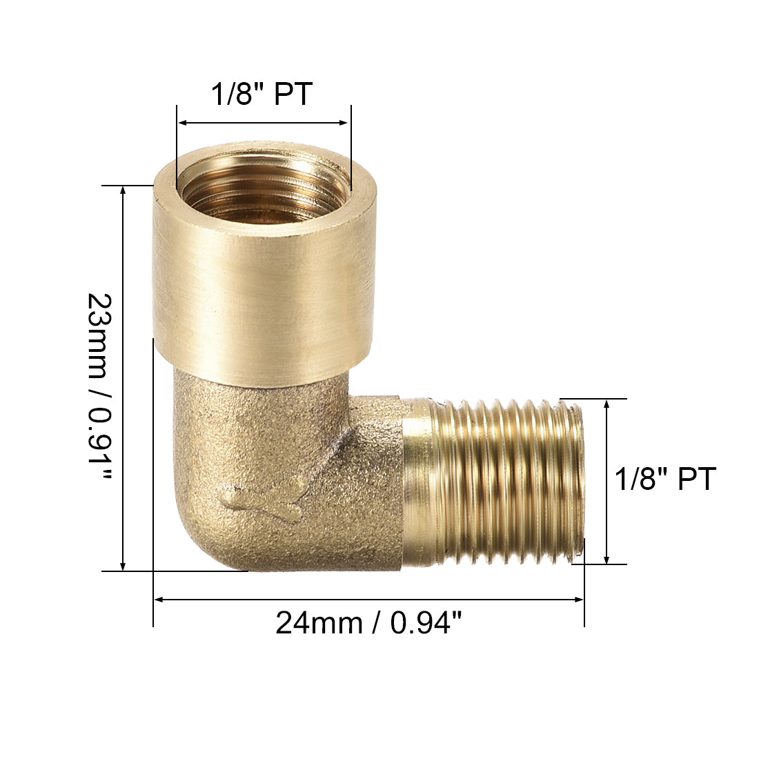 uxcell Uxcell Brass Pipe Fitting 90 Degree Elbow 1/8 PT Male x 1/8 PT Female 5pcs