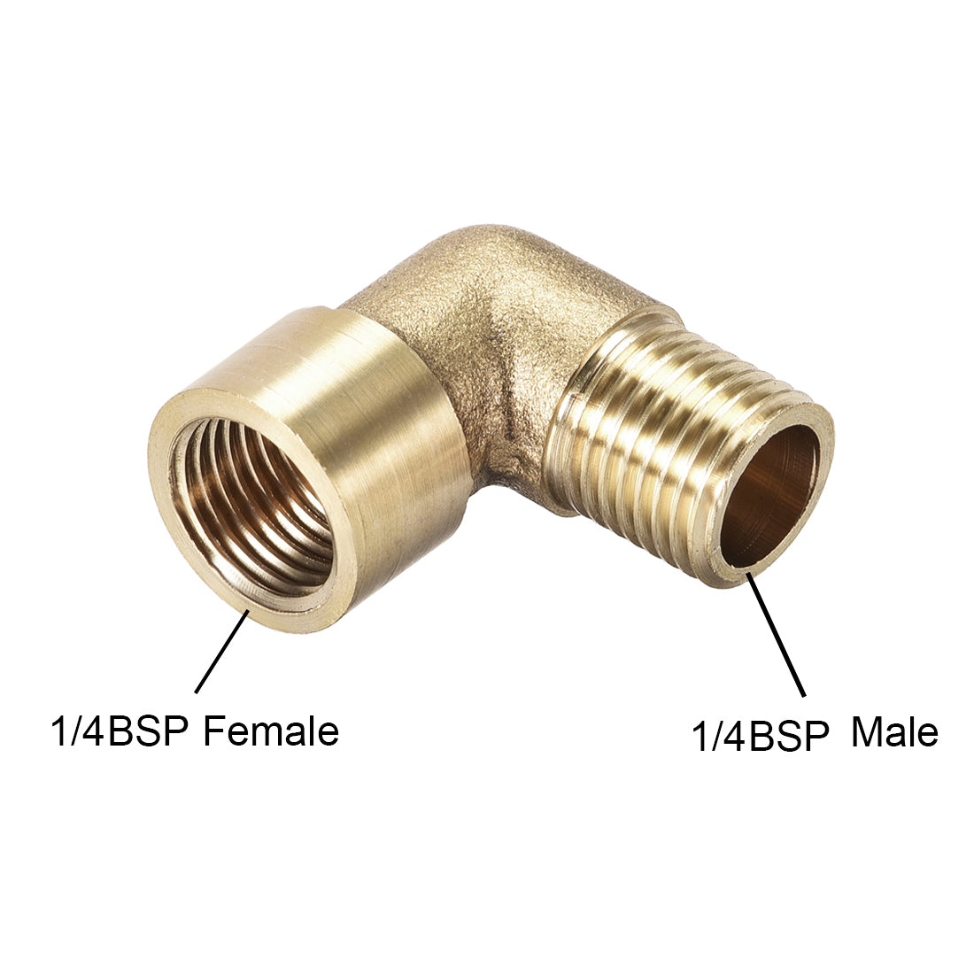 uxcell Uxcell Brass Pipe Fitting 90 Degree Elbow 1/4 BSP Male x 1/4 BSP Female 2pcs