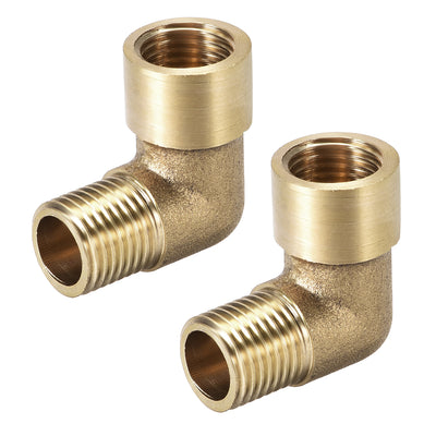 Harfington Uxcell Brass Pipe Fitting 90 Degree Elbow 1/4 BSP Male x 1/4 BSP Female 2pcs