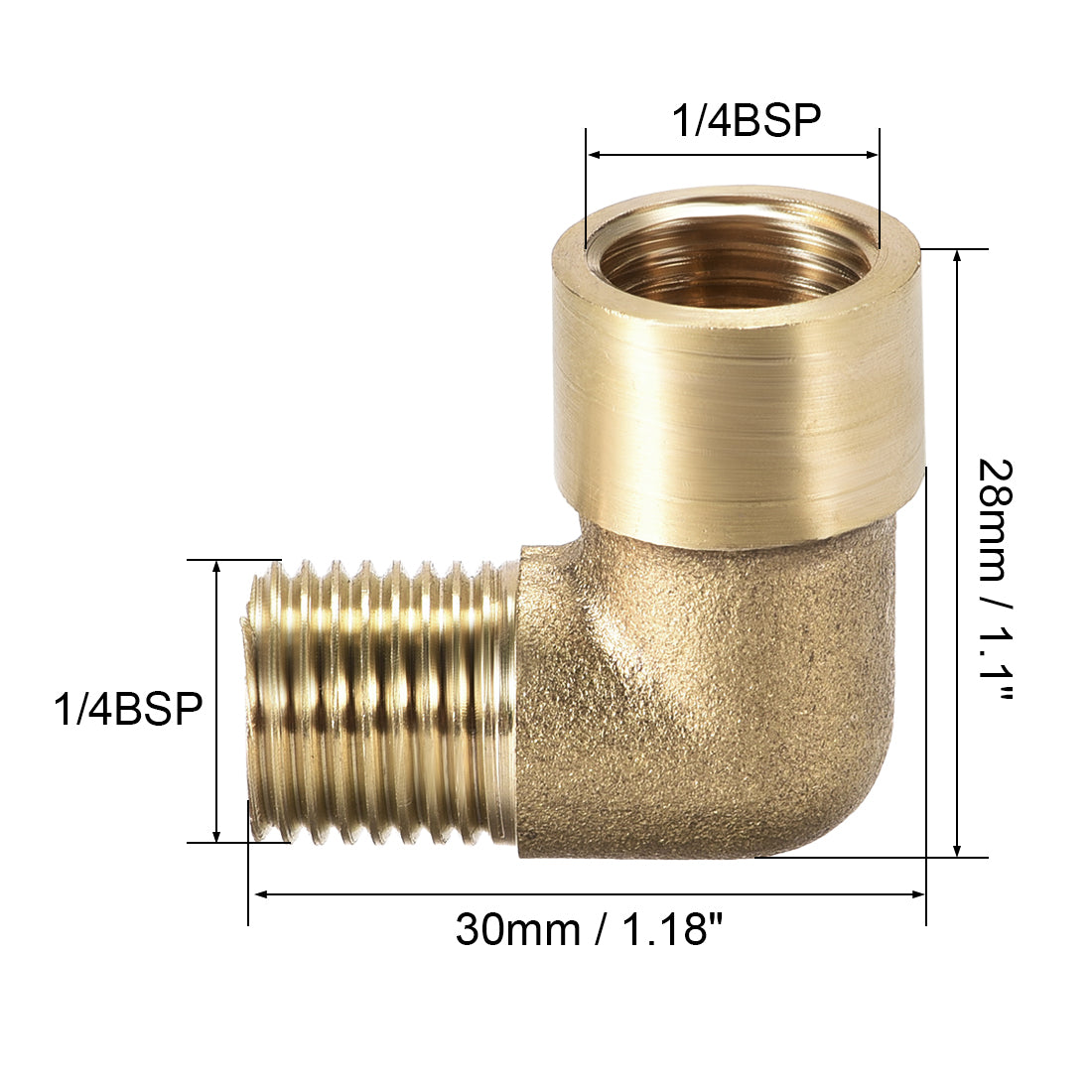 uxcell Uxcell Brass Pipe Fitting 90 Degree Elbow 1/4 BSP Male x 1/4 BSP Female 5pcs