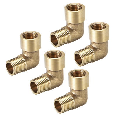 Harfington Uxcell Brass Pipe Fitting 90 Degree Elbow 1/4 BSP Male x 1/4 BSP Female 5pcs