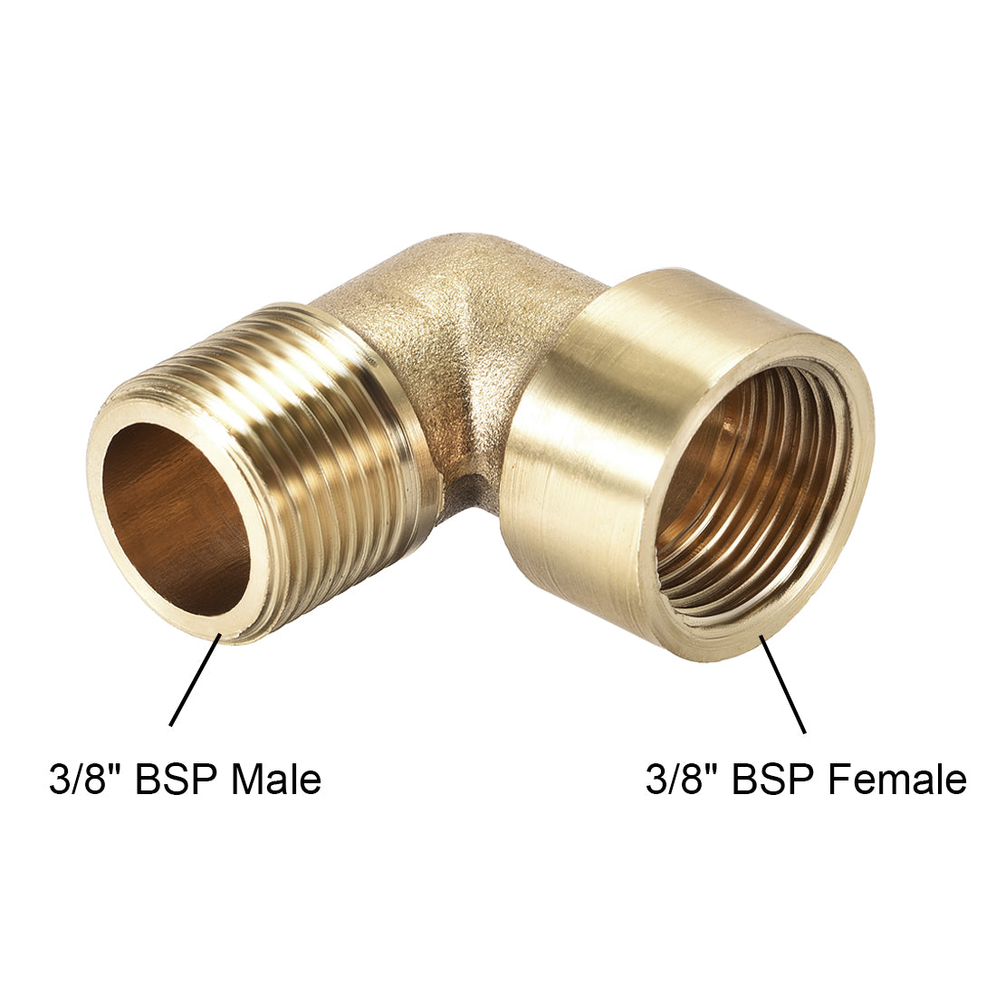 uxcell Uxcell Brass Pipe Fitting 90 Degree Elbow 3/8 BSP Male x 3/8 BSP Female