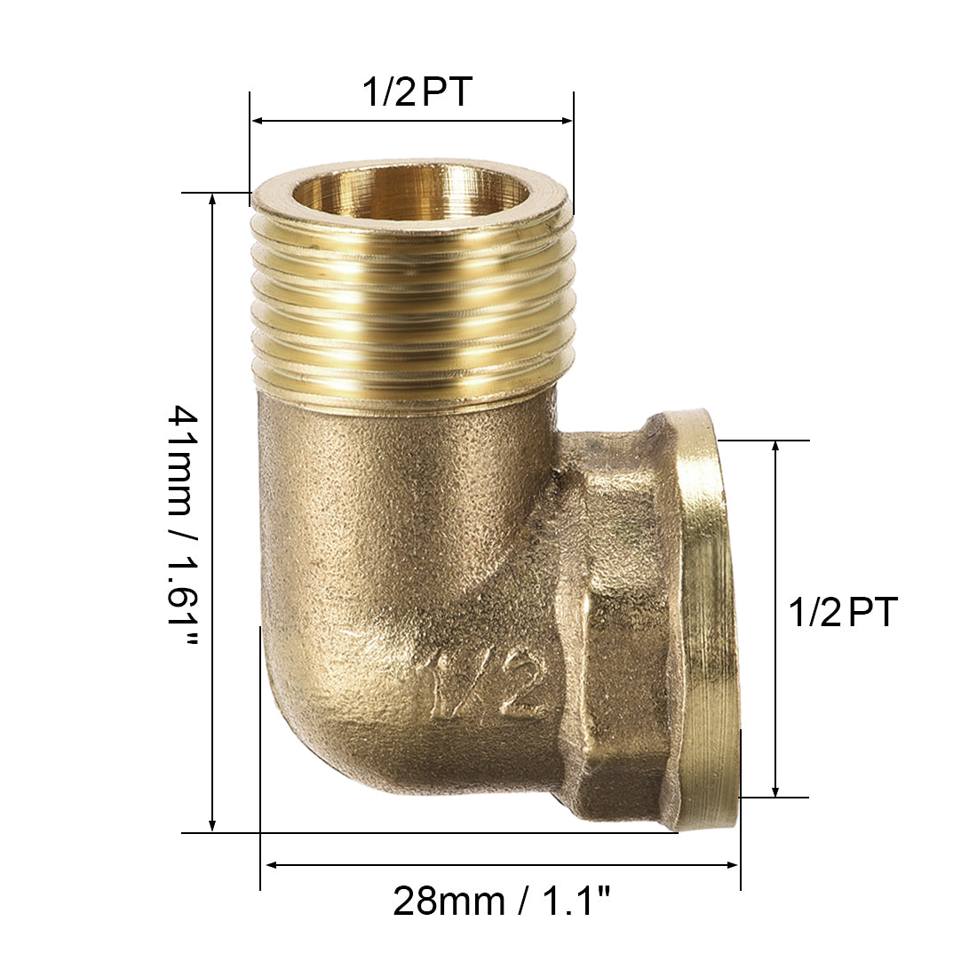 uxcell Uxcell Brass Pipe Fitting 90 Degree Elbow 1/2 PT Male x 1/2 PT Female 2pcs