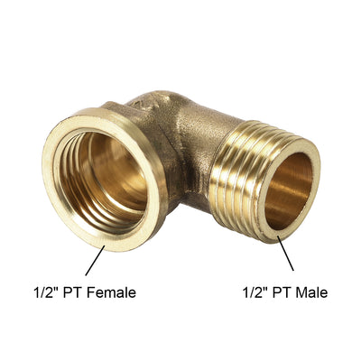 Harfington Uxcell Brass Pipe Fitting 90 Degree Elbow 1/2 PT Male x 1/2 PT Female 5pcs