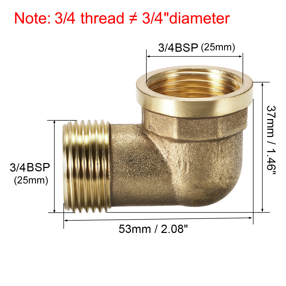 uxcell Uxcell Brass Pipe Fitting 90 Degree Elbow 3/4 BSP Male x 3/4 BSP Female