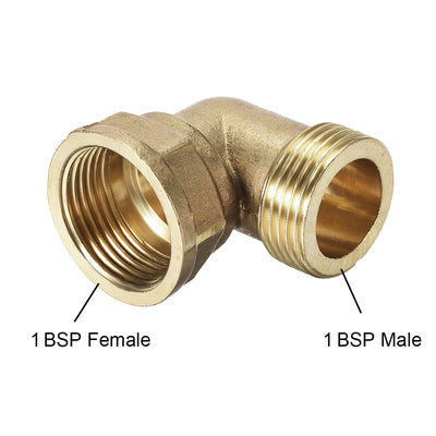 Harfington Uxcell Messing Rohrverschraubung 90 Grad Winkelschraubung Außengewinde x Innengewinde 1BSP Stecker X 1BSP Buchse