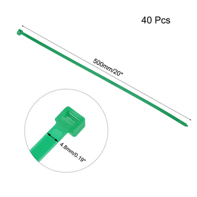 Harfington Uxcell Cable Zip Ties 500mmx4.8mm Self-Locking Nylon Tie Wraps Green 40pcs