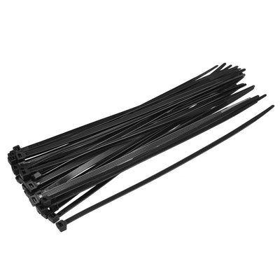 Harfington Uxcell Cable Zip Ties 250mm x5.0mm Self-Locking Nylon Tie Wraps Black 40pcs