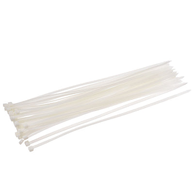 Harfington Uxcell Cable Zip Ties 300mm x5.0mm Self-Locking Nylon Tie Wraps White 55pcs