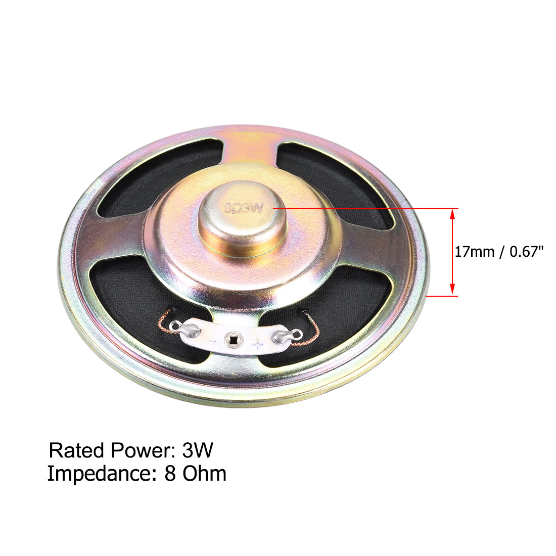 uxcell Uxcell 3W 8 Ohm Micro Internal Speaker Magnet Loudspeaker 77mm Dia 2pcs