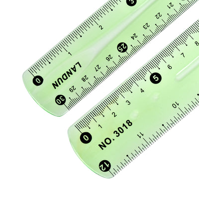 Harfington Uxcell Flexible Straight Ruler 30cm 12 Inch Soft Plastic Measuring Tool 6pcs