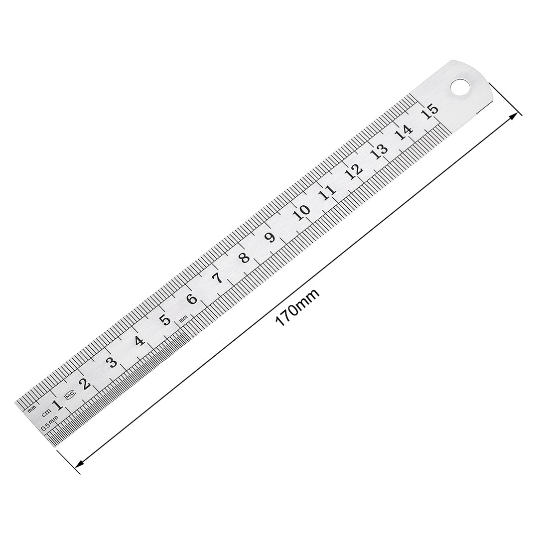 uxcell Uxcell Straight Ruler 15cm 6 Inch Meric Stainless Steel Measuring Tool with Hanging Hole