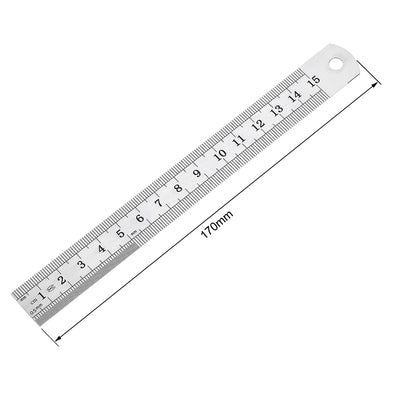 Harfington Uxcell Straight Ruler 15cm 6 Inch Meric Stainless Steel Measuring Tool with Hanging Hole