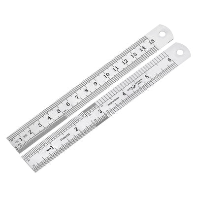 Harfington Uxcell Straight Ruler 15cm 6 Inch Meric Stainless Steel Measuring Tool with Hanging Hole