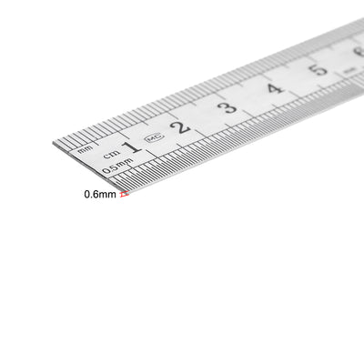 Harfington Uxcell Straight Ruler 15cm 6 Inch Stainless Steel Measuring Tool with Hole 2pcs