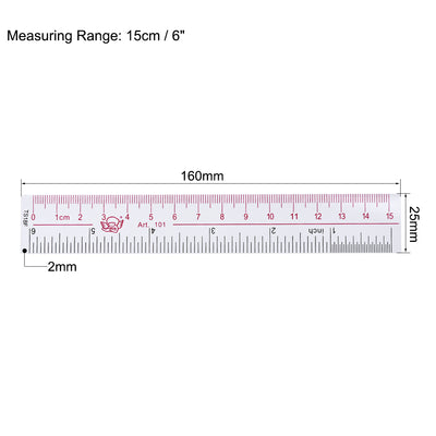 Harfington Uxcell Straight Ruler 15cm 6 Inch Metric Double Scale Plastic Measuring Tool Clear 20pcs