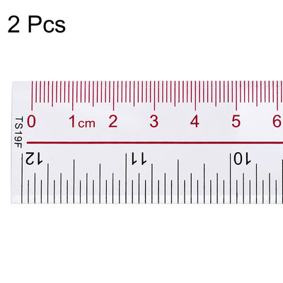 Harfington Uxcell Straight Ruler 30cm 12 Inch Metric Double Scale Plastic Measuring Tool Clear 2pcs